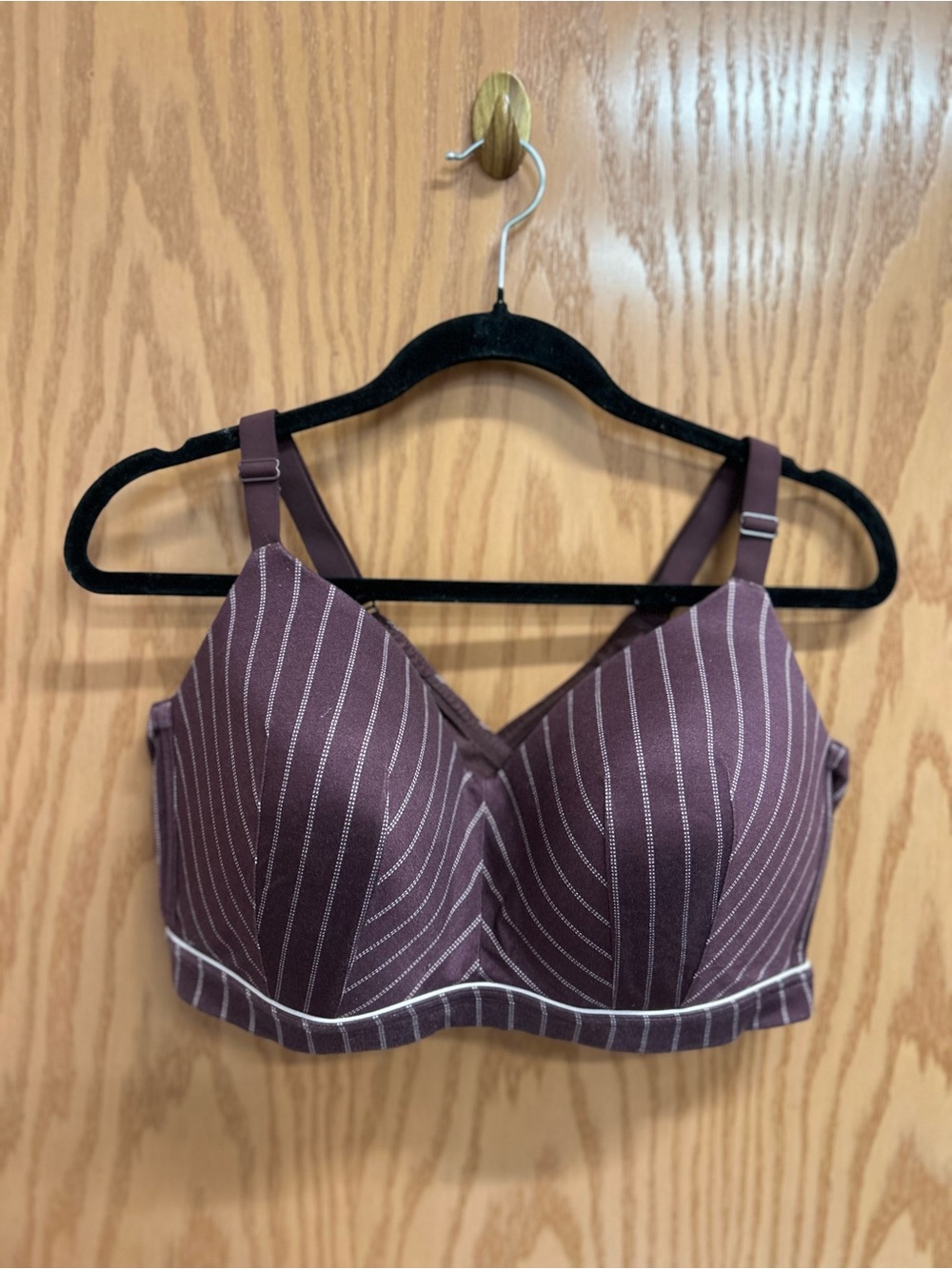 Cacique Plum Pinstripe Wireless Bra